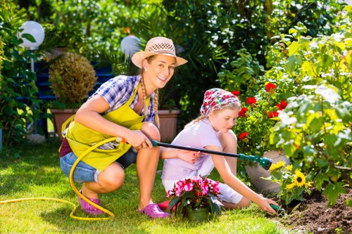 Seasonal hedge trimming ensuring garden health